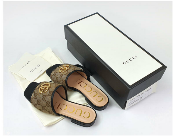 Dép Gucci Women's GG Matelassé Canvas Slide Sandal  619893-KQWM0-9765 - Ảnh 6
