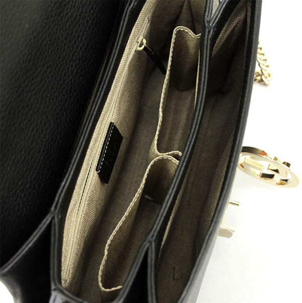Túi Gucci Interlocking G Black Leather Chain Shoulder Bag 510302 CAOOG 1000 - Ảnh 3