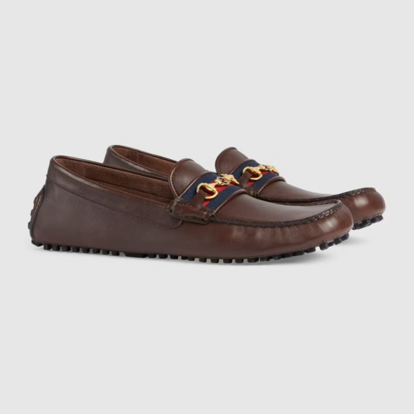 Giay Gucci Men's Driver With Web 'Brown' 624698-1XH10-2160