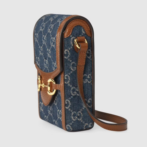 Túi Gucci Horsebit 1955 Mini Blue And Brown Leather 625615-2KQGG-8375 - Ảnh 4