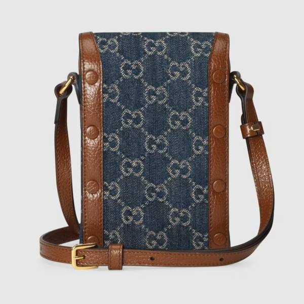 Túi Gucci Horsebit 1955 Mini Blue And Brown Leather 625615-2KQGG-8375 - Ảnh 3