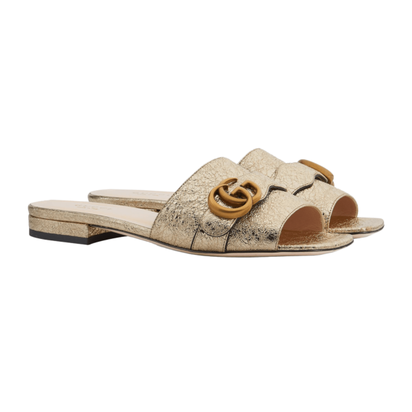 Dép Gucci Women's Slide With Double G Gold 626742-DKT00-7100 - Ảnh 2