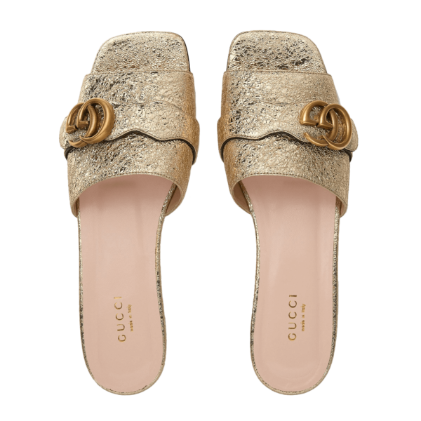 Dép Gucci Women's Slide With Double G Gold 626742-DKT00-7100 - Ảnh 6