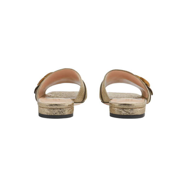 Dép Gucci Women's Slide With Double G Gold 626742-DKT00-7100 - Ảnh 3
