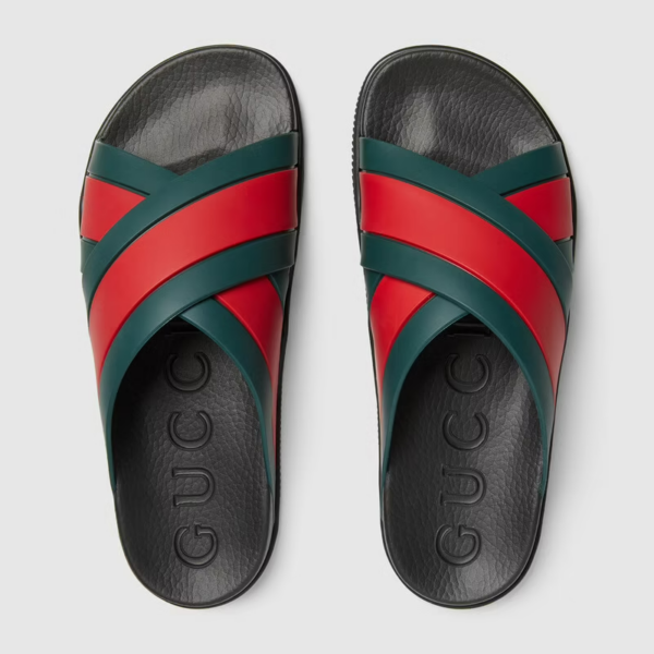Dep Gucci Men's Rubber Slide Sandal With Web 'Black' ‎630326-J8700-8460