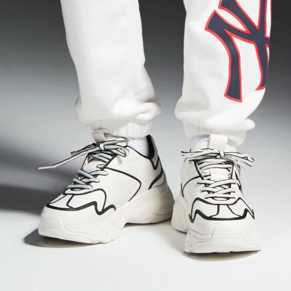Giay MLB Big Ball Chunky NY 'White Black Line' 3ASHCLS2N-50BKS