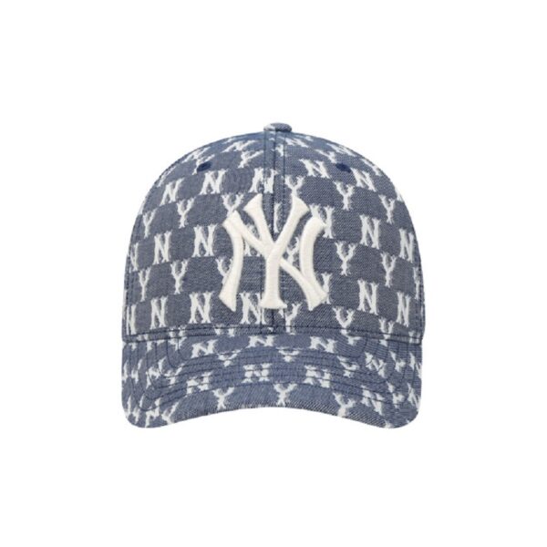 Mũ MLB Monogram Blue Jacard Curve Adjustable Cap NY 32CPFE011-50N