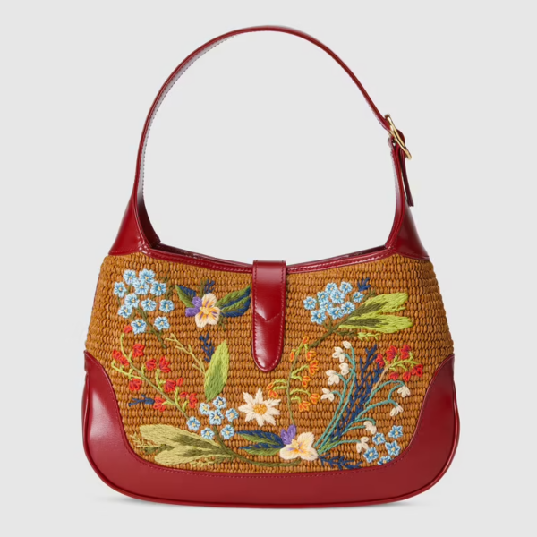 Túi Gucci Jackie 1961 Small Embroidered Camel Straw Effect 636706-2SXDG-9591 - Ảnh 5