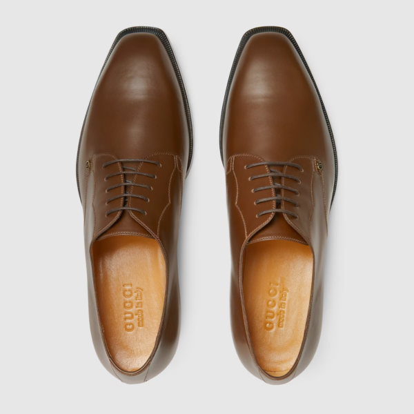 Giày Gucci Men's Lace-Up Shoe Brown Leather 643621-06F00-2248 - Ảnh 3