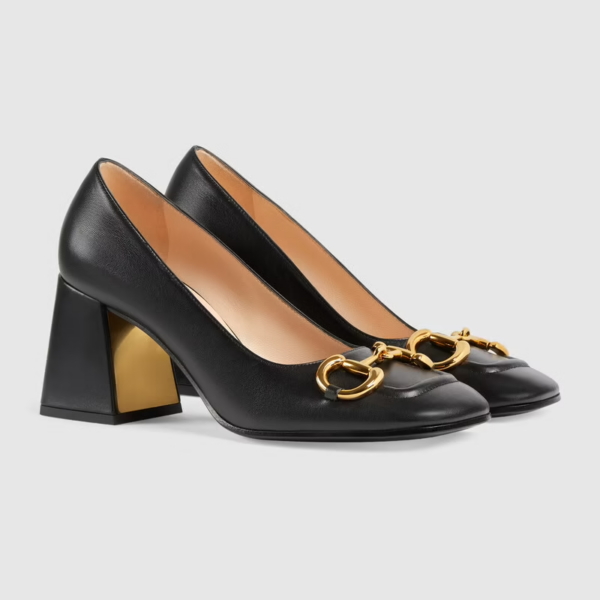 Giày Gucci Women's Mid-Heel Pump With Horsebit 643886-C9D00-1000 - Ảnh 4
