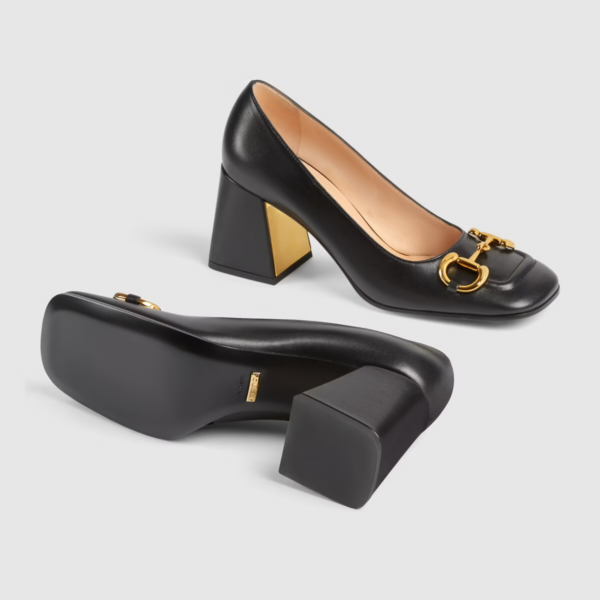 Giày Gucci Women's Mid-Heel Pump With Horsebit 643886-C9D00-1000 - Ảnh 5