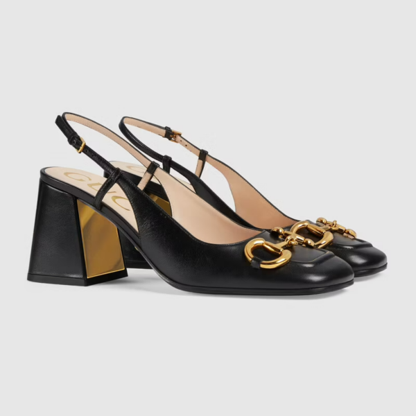 Giày Gucci Women's Mid-Heel Slingback With Horsebit 643892-C9D00-1000 - Ảnh 4