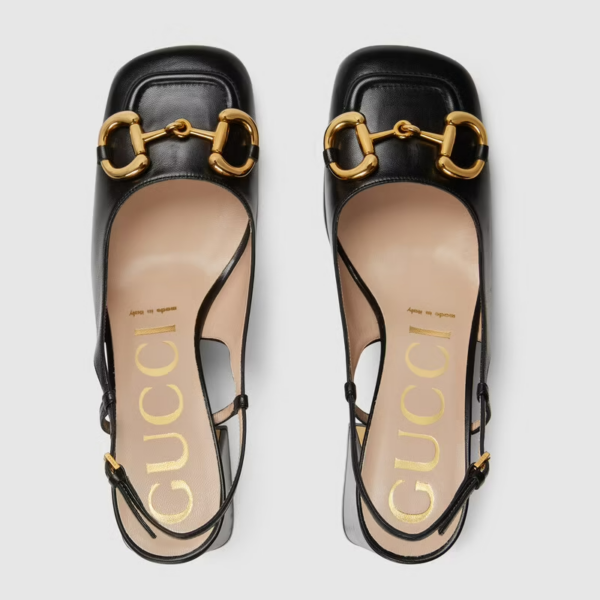 Giày Gucci Women's Mid-heel Slingback with Horsebit ‎643892-C9D00-1000 - Ảnh 2