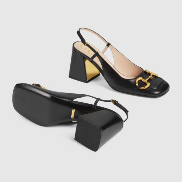 Giày Gucci Women's Mid-heel Slingback with Horsebit ‎643892-C9D00-1000 - Ảnh 4