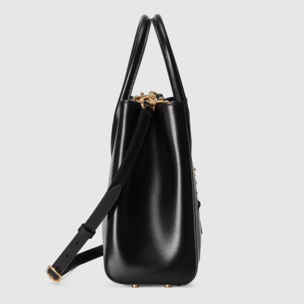Túi Gucci Jackie 1961 Medium Tote Bag Black Leather 649016-0YK0G-1000 - Ảnh 6