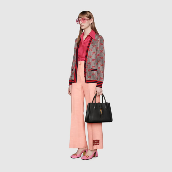 Túi Gucci Jackie 1961 Medium Tote Bag Black Leather 649016-0YK0G-1000 - Ảnh 8