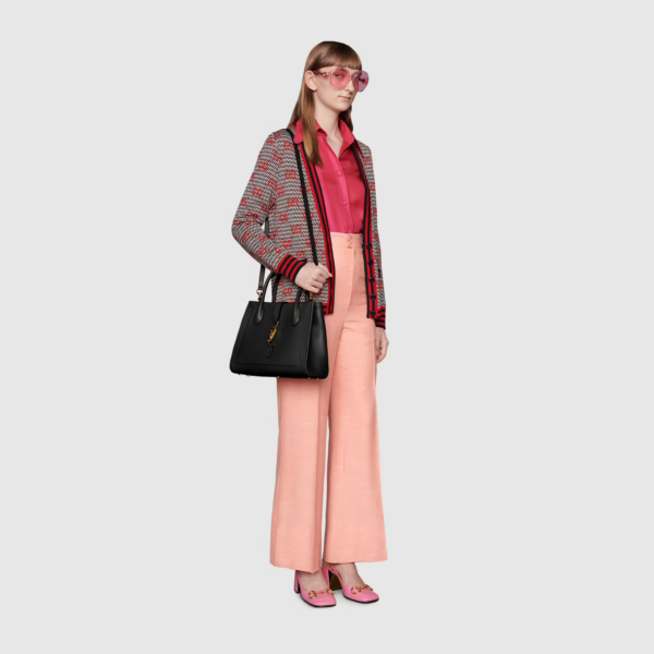 Túi Gucci Jackie 1961 Medium Tote Bag Black Leather 649016-0YK0G-1000 - Ảnh 9