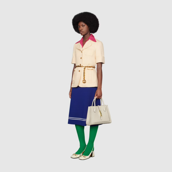 Túi Gucci Jackie 1961 Medium Tote Bag White Leather 649016-0YK0G-9022 - Ảnh 8