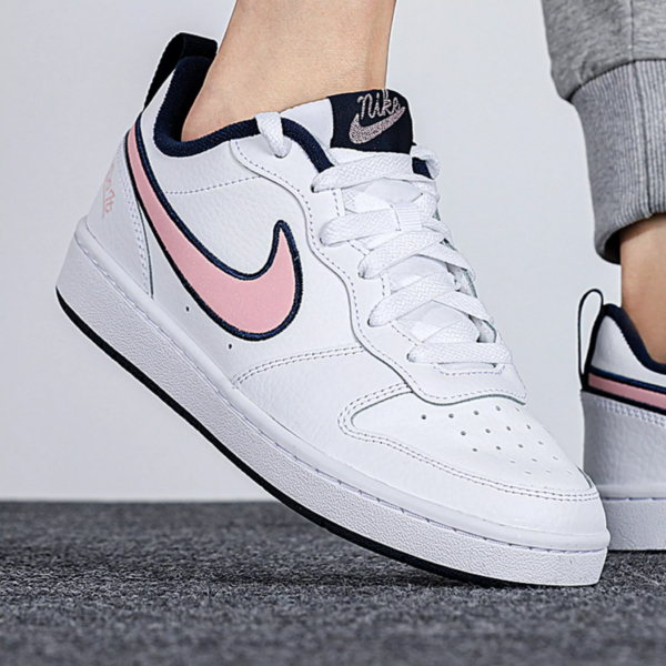 Giày Nike Court Borough Low 2 White Pink Glaze Midnight Navy DB3090-100 - Ảnh 3