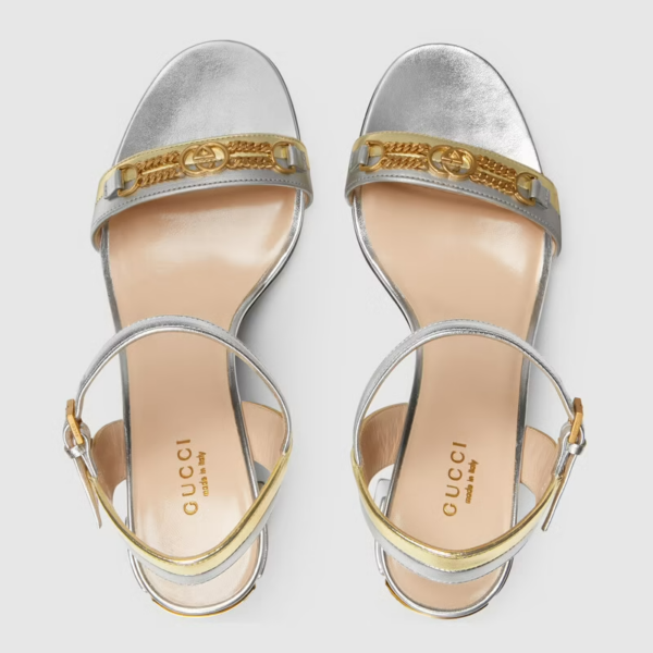 Giày Gucci Women's Sandal with Chain 655408-B8B20-8064 - Ảnh 3