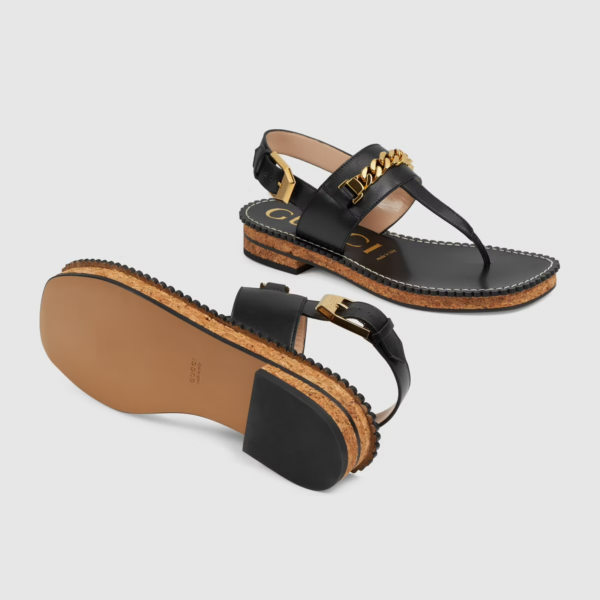 Dép Gucci Women's Thong Sandal with Chain ‎655558-A3N00-1000 - Ảnh 4