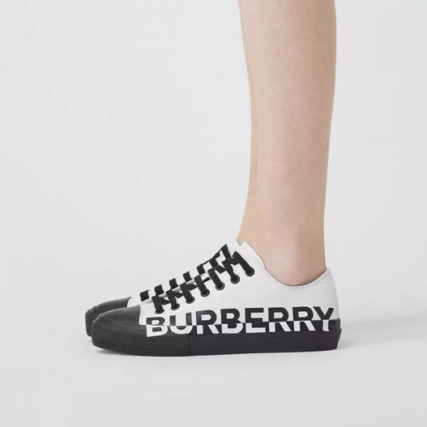 Giày Burberry Logo Print Two-Tone White Black 80109101 - Ảnh 2
