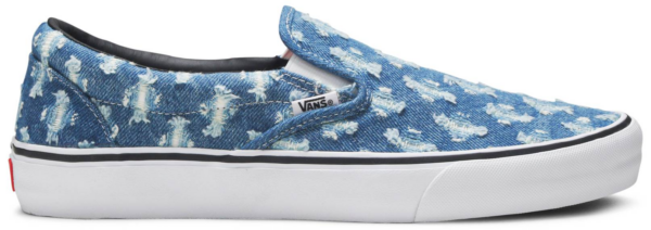 Giày Vans Supreme x Slip-On 'Blue Hole Punch Denim' VN0A38DD2DD