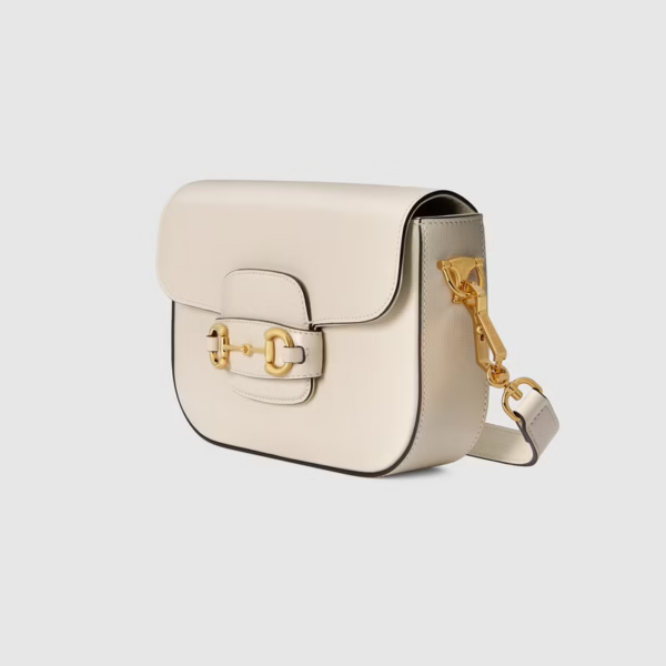 Túi Gucci Horsebit 1955 Mini White Leather 658574-18YSG-9068 - Ảnh 5