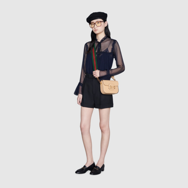 Túi Gucci Horsebit 1955 Mini Beige Leather ‎658574-18YSG-9878 - Ảnh 5