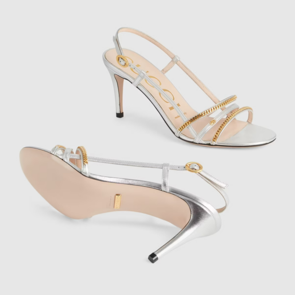 Giày Gucci Women's Sandal with Chains 659196-B8B00-8106 - Ảnh 3