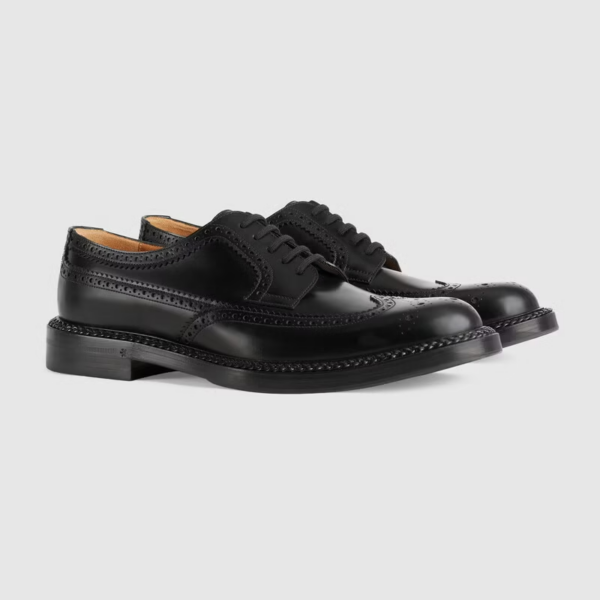 Giày Gucci Men's Lace-up Shoe with Brogue Details ‎669830-0GQ00-1000 - Ảnh 4