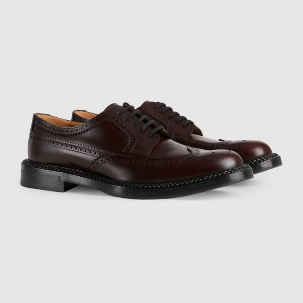 Giày Gucci Men's Lace-up Shoe with Brogue Details 669830-0GQ00-6004 - Ảnh 4