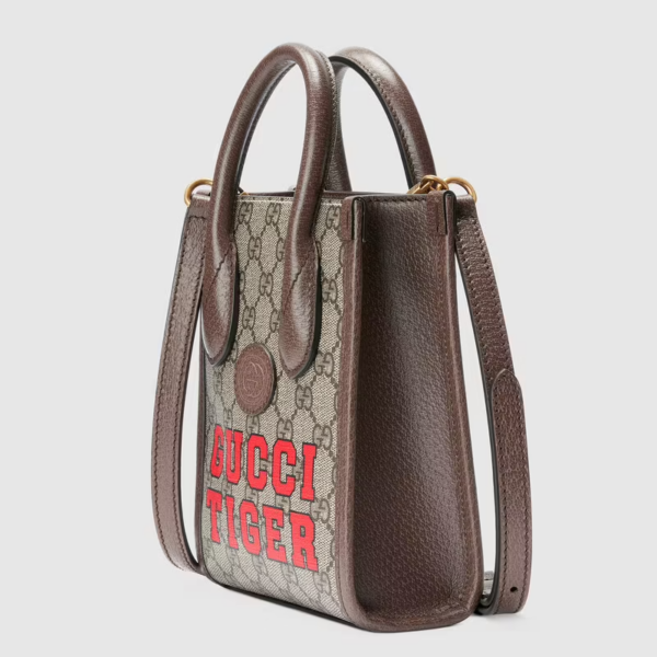 Túi Gucci Tiger GG Mini Tote Brown Leather ‎671623-US7EC-9396 - Ảnh 4