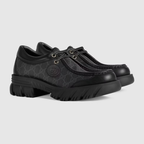 Giày Gucci Men's Lace-up with Interlocking G 674367-96GD0-1000 - Ảnh 4