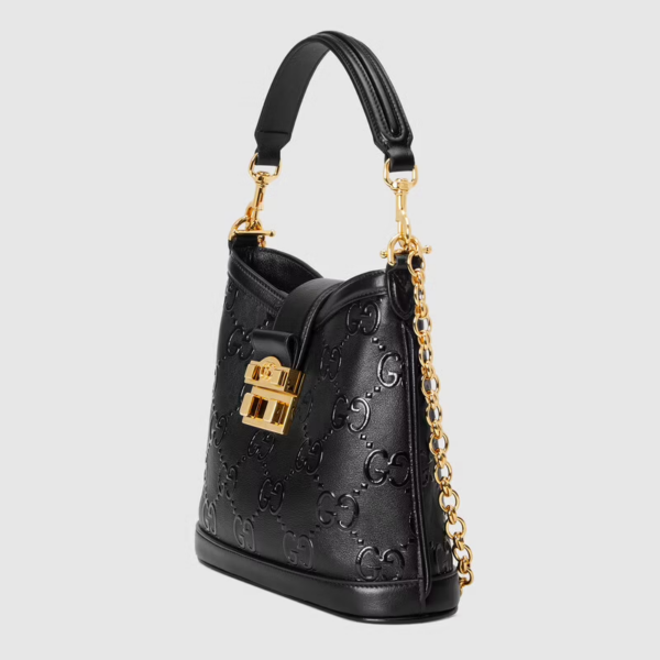 Túi Gucci Small GG Shoulder Black Leather 675788-UD9AG-1000 - Ảnh 4