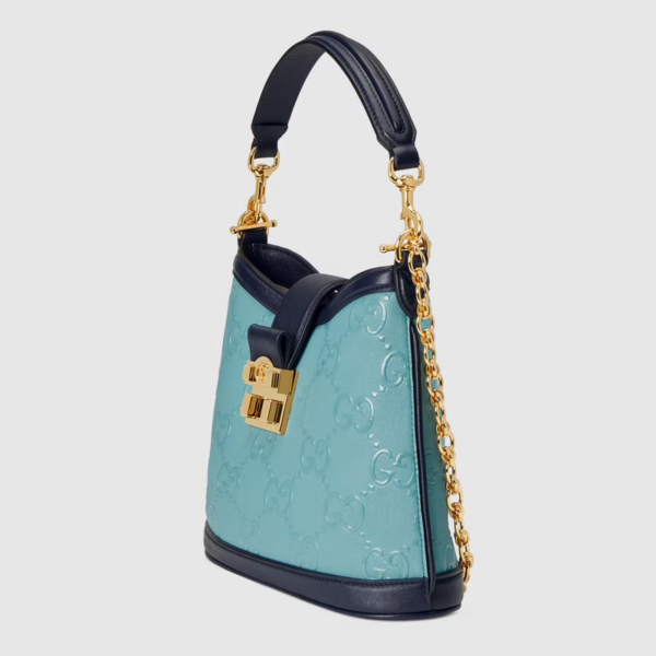 Túi Gucci Small GG Shoulder Blue Leather ‎675788-UD9AX-4967 - Ảnh 4