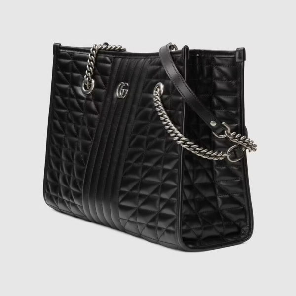 Túi Gucci GG Marmont Medium Tote Black Leather 675796-UM8BN-1000 - Ảnh 4