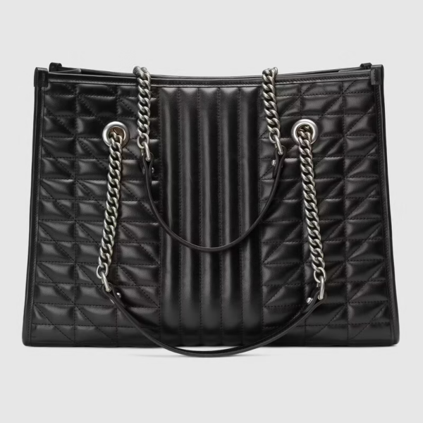 Túi Gucci GG Marmont Medium Tote Black Leather 675796-UM8BN-1000 - Ảnh 3