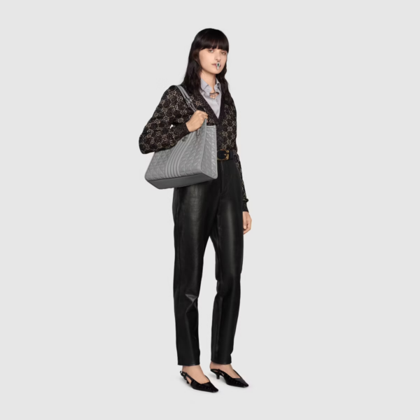 Túi Gucci GG Marmont Medium Tote Dark Grey Leather ‎675796-UM8BN-1711 - Ảnh 5