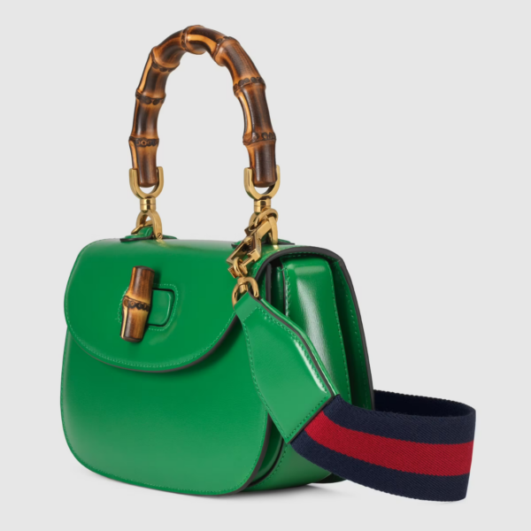 Túi Gucci Small Top Handle Bag With Bamboo Green Leather 675797-10ODT-3384 - Ảnh 3