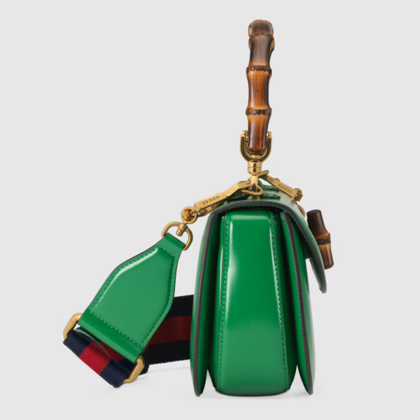 Túi Gucci Small Top Handle Bag With Bamboo Green Leather 675797-10ODT-3384 - Ảnh 4