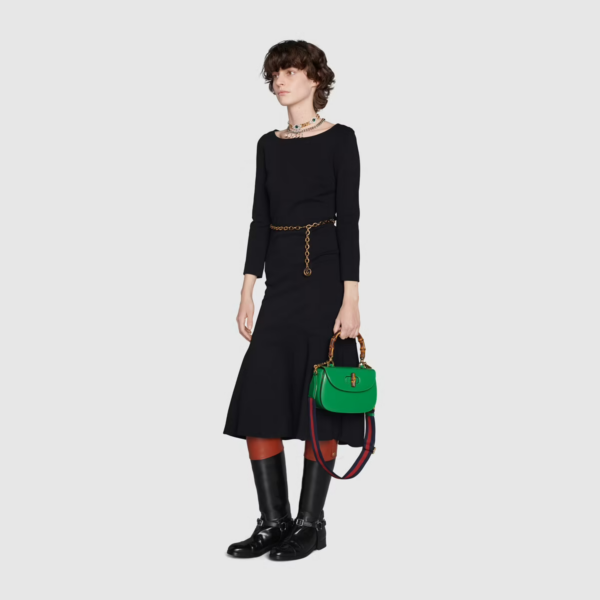 Túi Gucci Small Top Handle Bag With Bamboo Green Leather 675797-10ODT-3384 - Ảnh 9