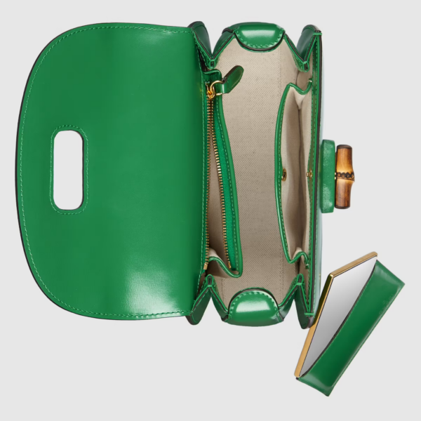 Túi Gucci Small Top Handle Bag With Bamboo Green Leather 675797-10ODT-3384 - Ảnh 7