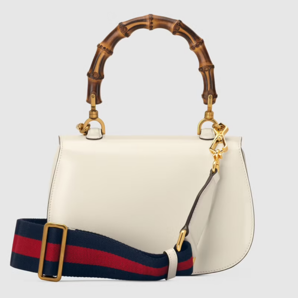 Túi Gucci Small Top Handle With Bamboo White Leather ‎675797-10ODT-8454 - Ảnh 4