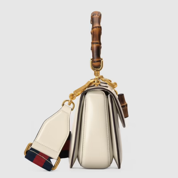 Túi Gucci Small Top Handle With Bamboo White Leather ‎675797-10ODT-8454 - Ảnh 2