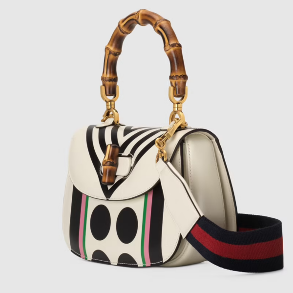 Túi Gucci Small Top Handle With Bamboo White Leather ‎675797-UQCBT-9191 - Ảnh 5