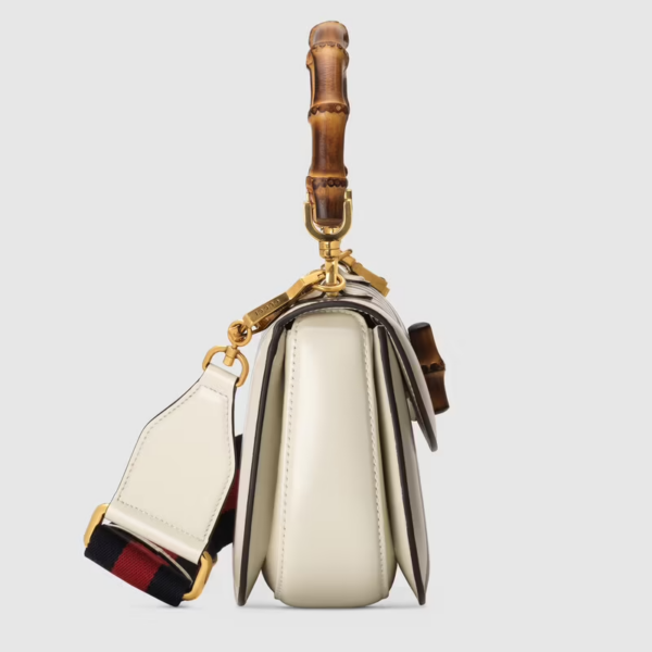 Túi Gucci Small Top Handle With Bamboo White Leather ‎675797-UQCBT-9191 - Ảnh 3