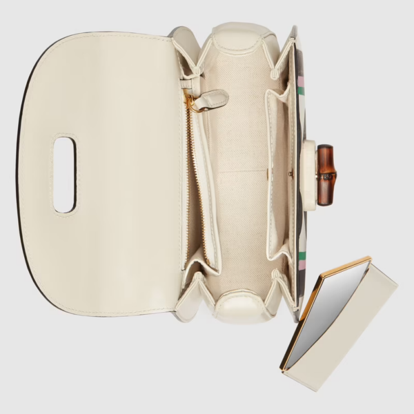 Túi Gucci Small Top Handle With Bamboo White Leather ‎675797-UQCBT-9191 - Ảnh 2