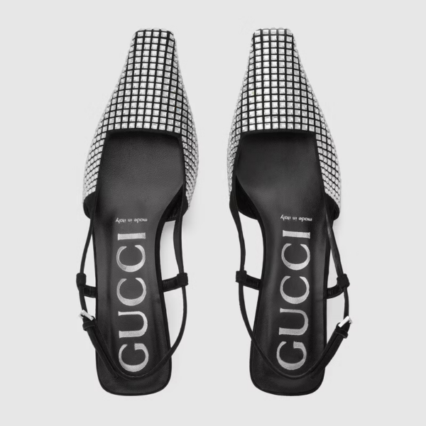 Giày Gucci Women's Slingback Pump with Crystals ‎679364-C2000-1000 - Ảnh 3