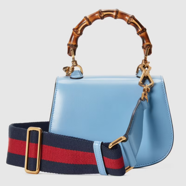 Túi Gucci Mini Top Handle With Bamboo Blue Leather ‎686864-10ODT-4371 - Ảnh 2